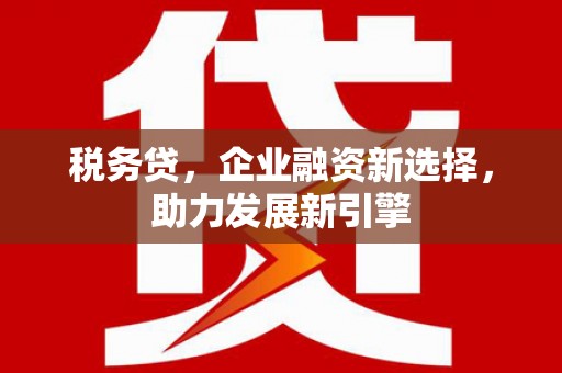 新北税务贷，企业融资新选择，助力发展新引擎