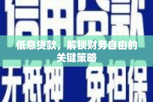 新北低息贷款，解锁财务自由的关键策略