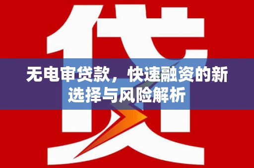 新北无电审贷款，快速融资的新选择与风险解析