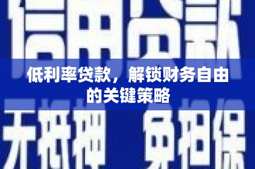 新北低利率贷款，解锁财务自由的关键策略