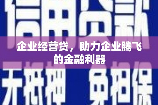 新北企业经营贷，助力企业腾飞的金融利器