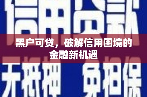新北黑户可贷，破解信用困境的金融新机遇